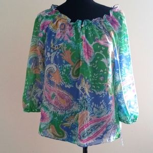 CHAPS Green multi colored blouse